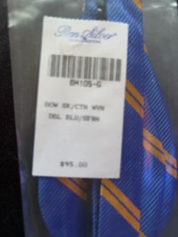 Ben Silver Blue Striped Bow Tie