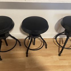 3 Black Metal Barstools
