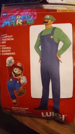 (2) Super Mario LUIGI costume adult L & MARIO kids L (included free) $30