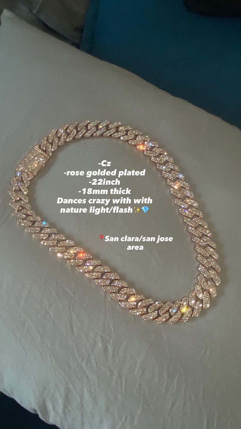 Rose Gold Plated CZ Cuban Link Chain