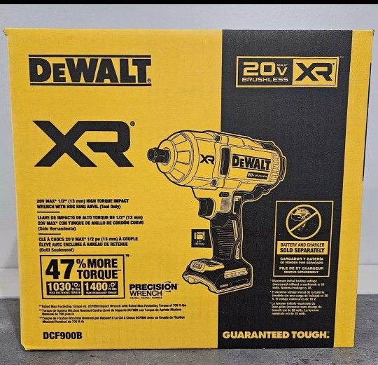 New, Nuevo, DEWALT
20V MAX Cordless 1/2 in. Impact Wrench, DCF900B (Tool Only