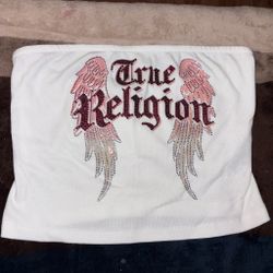 True Religion White Rhinestone Tube Top