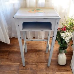 Re-Imagined Vintage Table (Mini Bar) With Still Painting Of Pears On Table Top