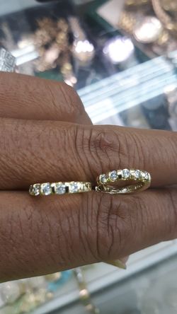 14k gold hoops 3.7 grams .80 ct diamonds