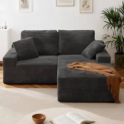 Cloud 75-inch Modular Sofa, L-Shaped Modular Sofa, Right-Facing Sectional Sofa, Deep Seat Plush Corduroy Upholstery, Memory Foam, Comfortable Sofas