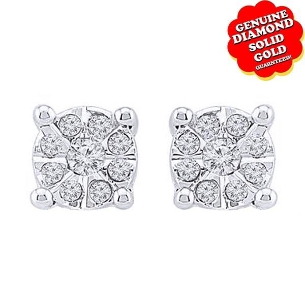 1/5 Ct Natural Diamond 14k White Gold Feel-Good Studs Earrings