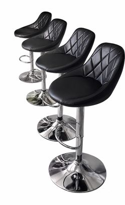 Set of 4 Modern Adjustable Bar Stools – Black