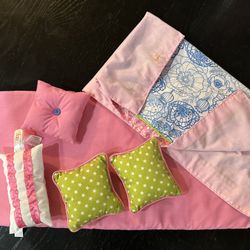 American girl, doll bed and bedding set