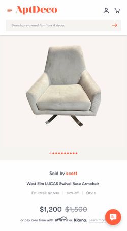 West Elm LUCAS Swivel Base Armchair