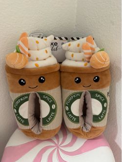 CUTE PUMPKIN SPICE LATTE SLIPPERS