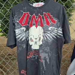 VTG One More Round Shirt Mens L White Short Sleeve Embroidered OMR MMA Y2K TEE