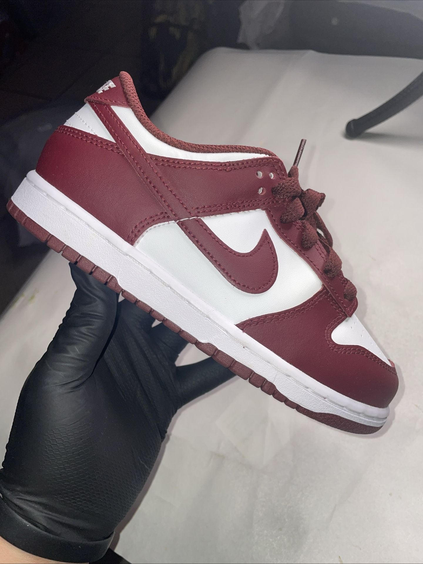Nike Dunk Low PSE White / Redwood Gym Red Sneakers Size 2Y