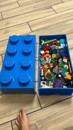 LEGO Blue Brick Storage Box with Mixed Pieces
