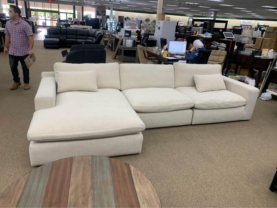 Brand New 🔻 $10 Down Payment Finance 🎗️Elyza Linen 3 Piece Sectional With Chaise ▪️# Sofa # Loveseat # Couch # Living Room Set