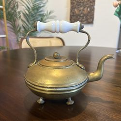 Vintage Victoria Brass Footed Tea Pot