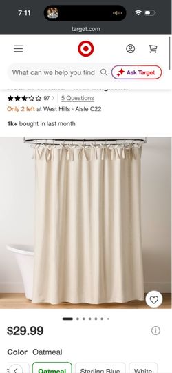 New Oatmeal Linen Shower Curtain by Threshold