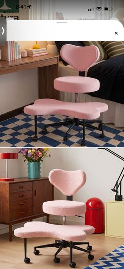 Pink Teddy Fabric Cross-Legged Office Chair
