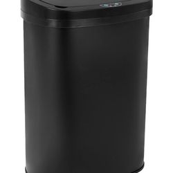 Black Stainless Steel Kitchen Trash Can Bathroom Bedroom Office Waste Bin with Lid Automatic Sensor Touch Free Garbage Can 13 Gallon / 50L