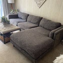 Left Side Dark Grey Sectional Couch 