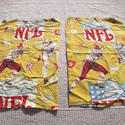 Vintage NFL fabric two pillowcase like pieces but both ends are open