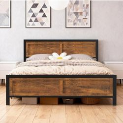 NEW IN A BOX
Queen Size Platform Bed Frame with Wooden Headboard and Footboard, Heavy Duty Steel 13 Slat Support(1000LBS), Under Bed Storage, No Box S
