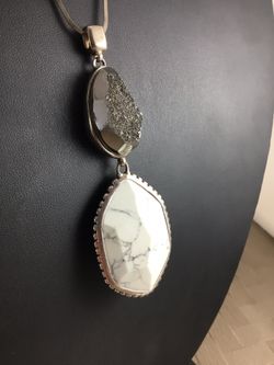 925 Sterling Silver Stone Pendant Necklace, see all pics