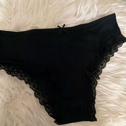 Black Lace Trim Bikini Underwear