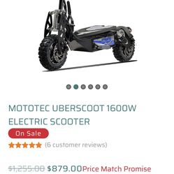 MotoTec UberScoot 1600W Electric Scooter for Sale in Edgewood, WA -