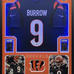 JOE BURROW Framed Jersey Autographed Cincinnati Bengals LED Frame