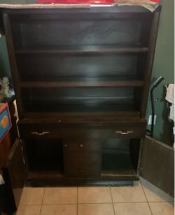 Vintage Solid Wood Step-Back Hutch / Storage Cabinet - Sturdy
