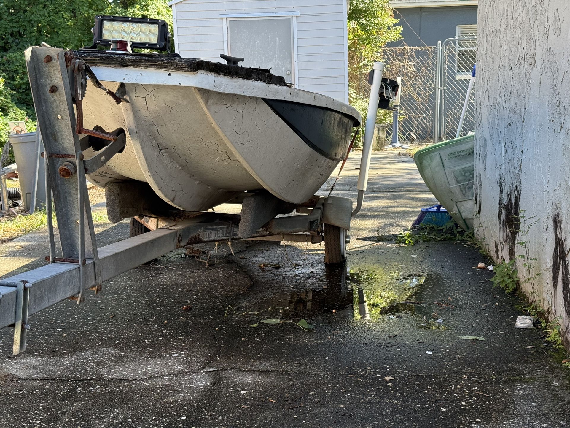 14ft Boat With Trailer And 15hp 4 Stroke Honda Motor