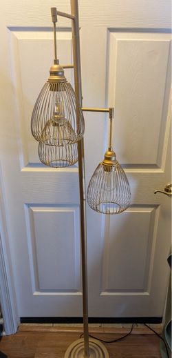 Floor Lamp, Standing Farmhouse Lamp with 3 Teardrop Cage Head