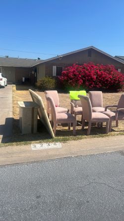 Table and six chairs