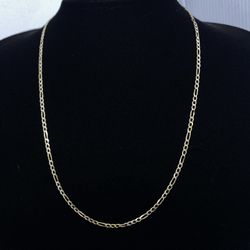 $500 Two Tone Gold Figaro Link Chain Necklace