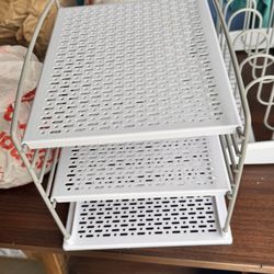 White Metal Shelf Organizer