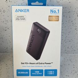 Anker 20000mAh 15W Power Bank - Black: Rechargeable USB & USB-C Device Charger