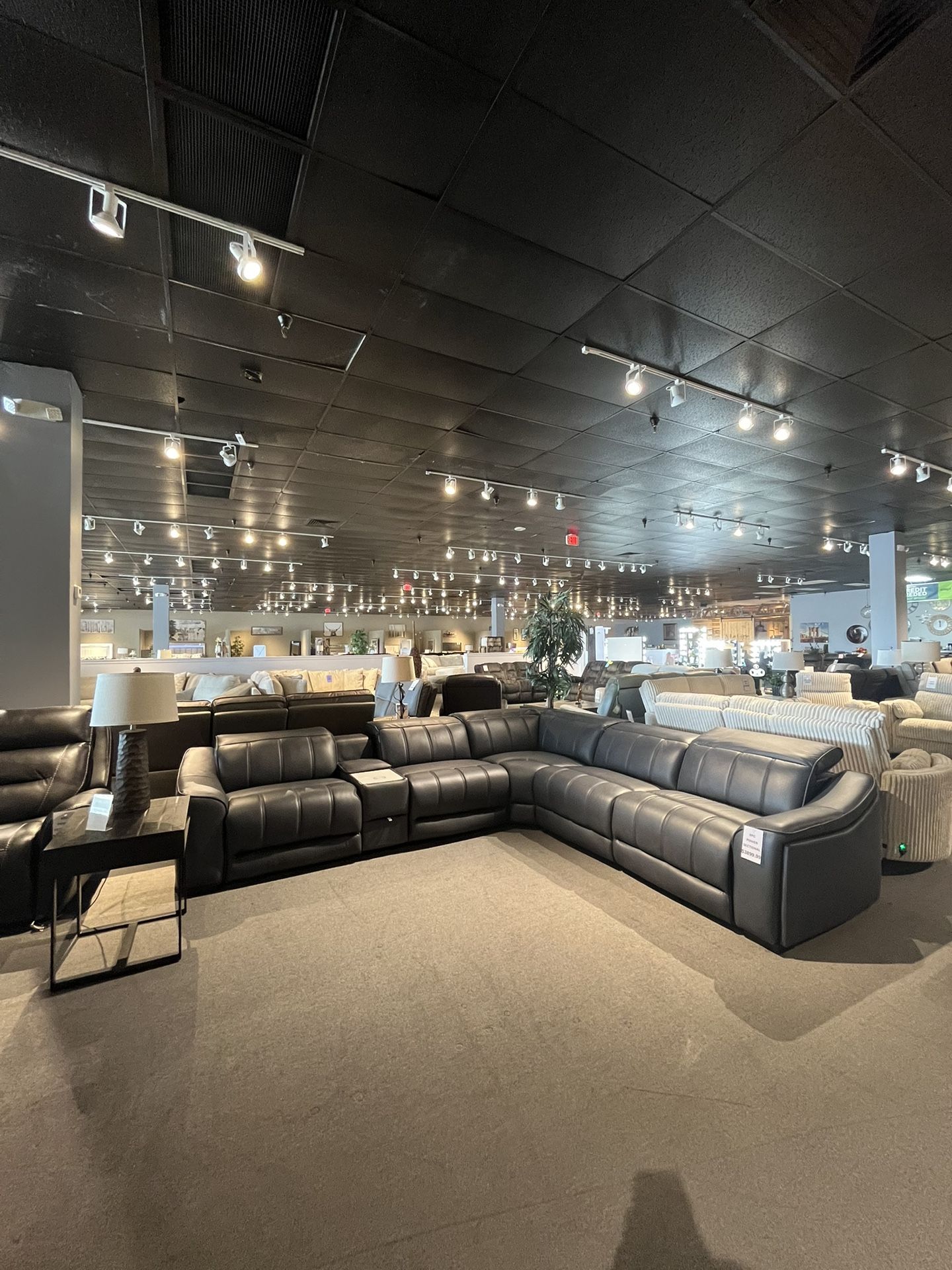 Dark Grey Leather 6PC Power Reclining Sectional