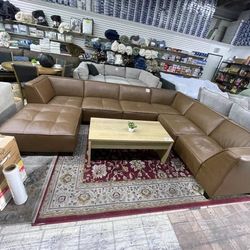 Brown Leather Accent Couch For Your Living Room