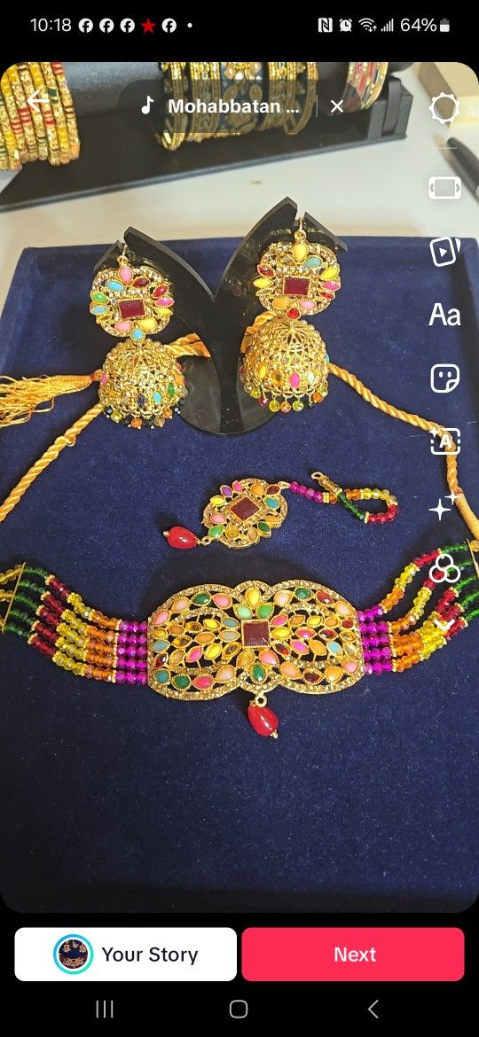 Multi  Choker With Tikka And Jhumki