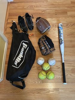 Softball: Bat, Cleats, Mitts, Balls Bag & Balls