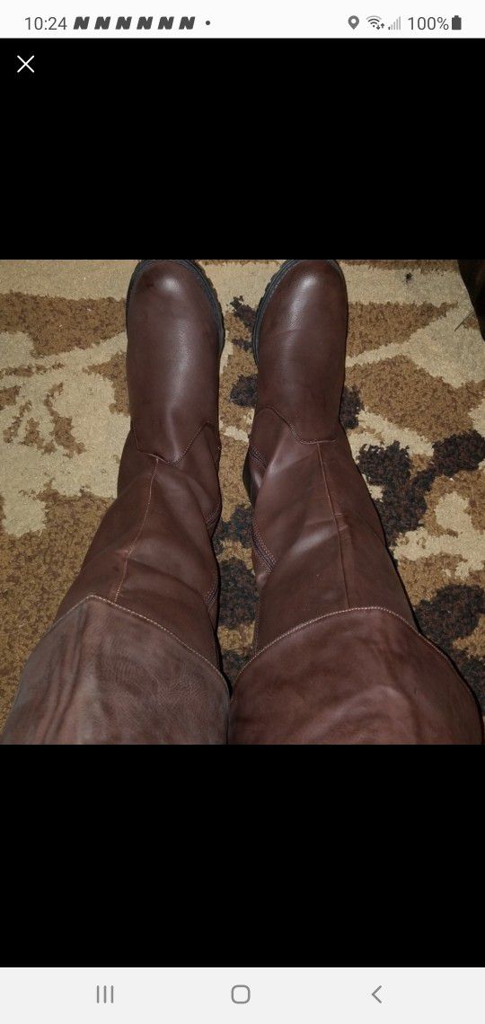 Brown Studded THIGH boots Size 10