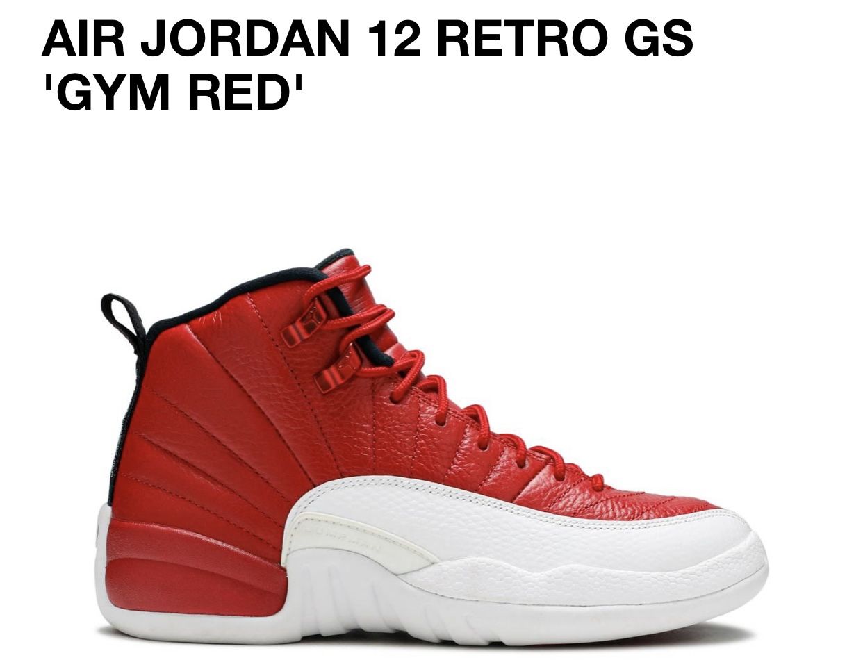 Nike Air Jordan 12 Retro GS 'Gym Red' Size 5Y White/Black 153265