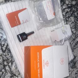 Nail tip UV cure light and set- light, glue, tips