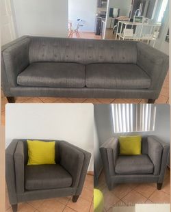 living room set of 3 sofas, two small and one large, blue gray color, you can see the other photos large armchair measurements 206cm long x. 80cm wid