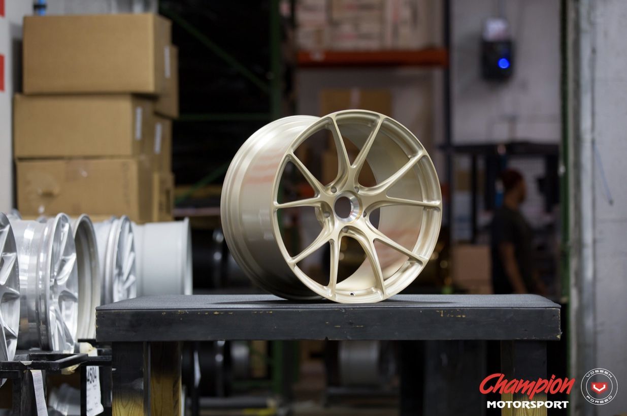 Porsche wheels 911 991 turbo s & turbo Champion Motorsport - RS74 Forged Monolite Wheel for Sale Patina Gold 20'