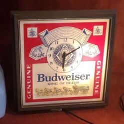 Vintage Light Up Budweiser Clock. Clock Mechanism No Longer Works