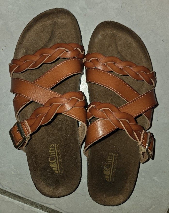Birkenstock Look Orange Leather Shoe 10
