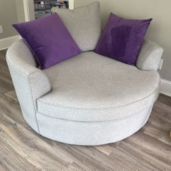 Oversized Gray Chair Lounger Chaise 