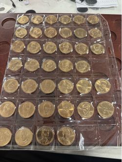 Presidential dollar proof collection and Cherry wood Display included