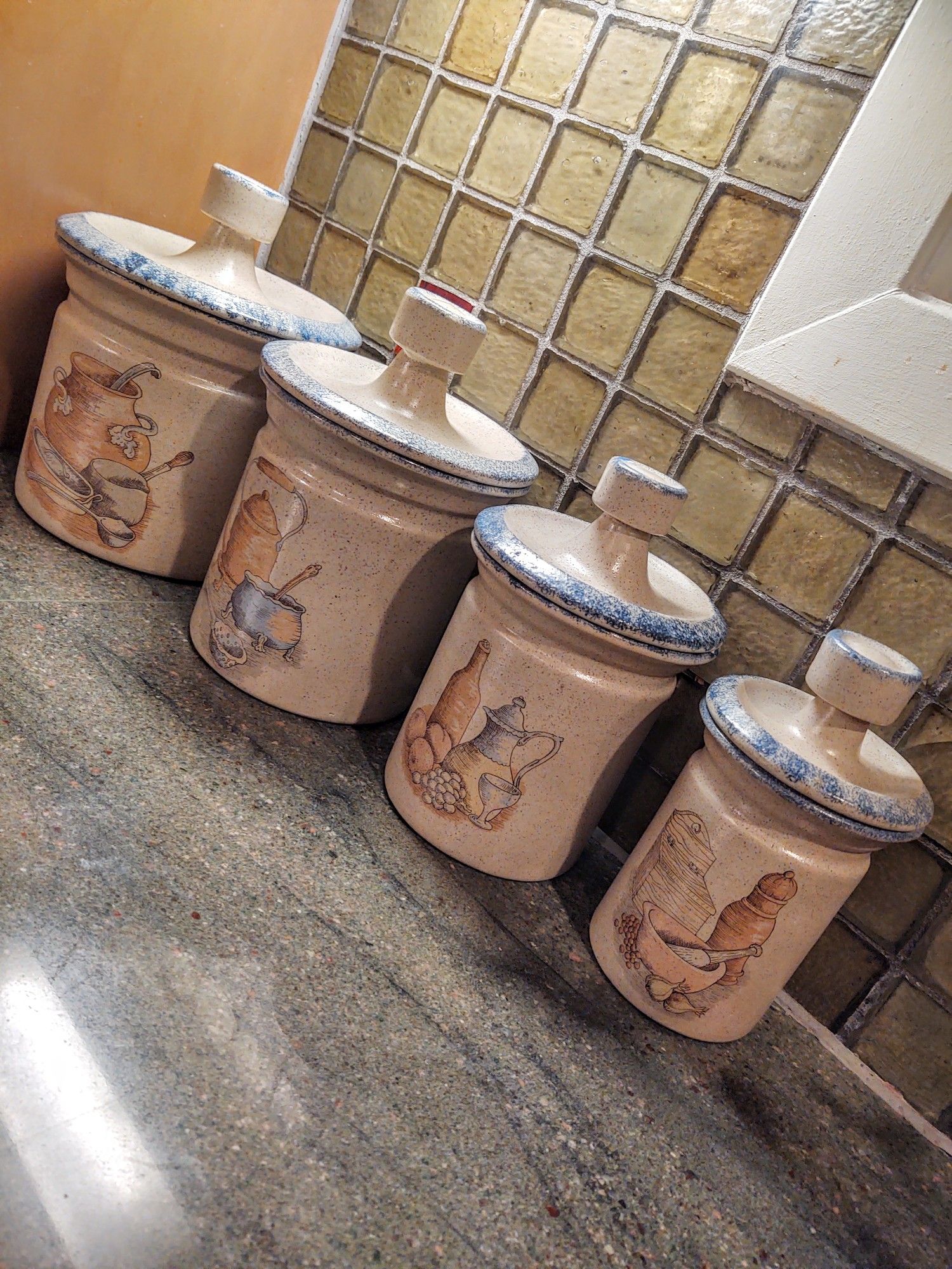 Vintage Handmade Stoneware Farmhouse Canisters